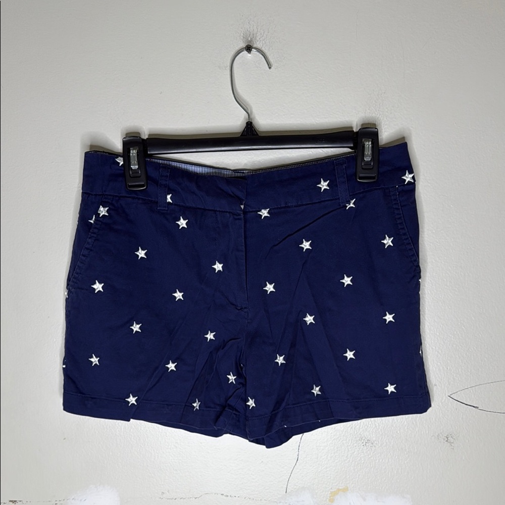 Cambridge Dry Goods Navy Star-Patterned Women's Cotton Blend Shorts Size 6